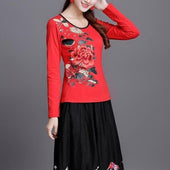Damen Langarm T-Shirt mit Blumen-Bombardina.de