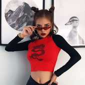 Damen-Langarm-T-Shirt mit kurzem Schnitt-Bombardina.de