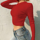 Damen-Langarm-T-Shirt mit kurzem Schnitt-Bombardina.de