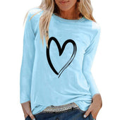 Damen-Langarm-T-Shirt mit Herzmotiv-Bombardina.de