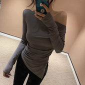 Damen-Langarm-T-Shirt mit weitem Ausschnitt-Bombardina.de