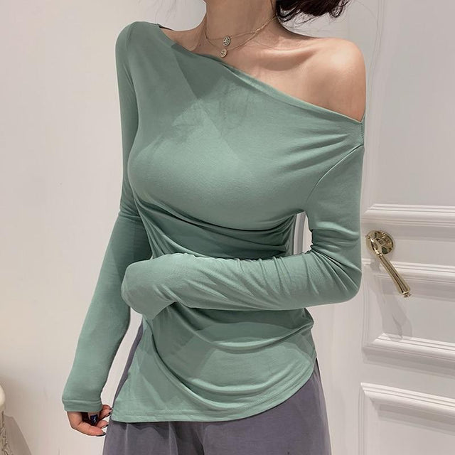 Damen-Langarm-T-Shirt mit weitem Ausschnitt-Bombardina.de
