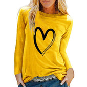Damen-Langarm-T-Shirt mit Herzmotiv-Bombardina.de