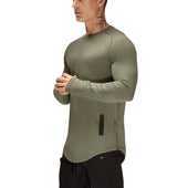 Einfarbiges Herren-T-Shirt mit langen Ärmeln-Bombardina.de
