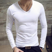 Herren Langarm-T-Shirt mit V-Ausschnitt-Bombardina.de