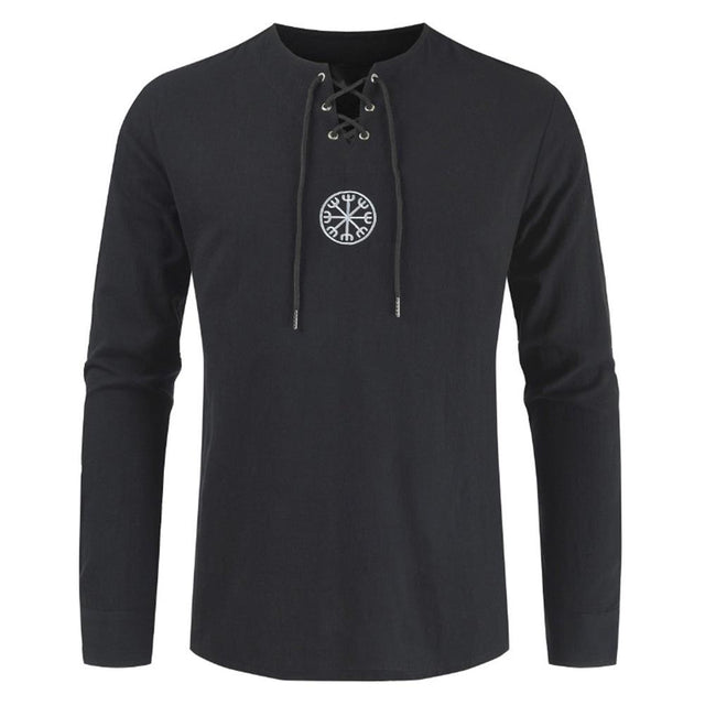 Herren Langarm-T-Shirt mit Schnürung-Bombardina.de