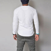 Herren Langarm-T-Shirt mit Knöpfen-Bombardina.de