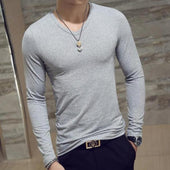 Herren Langarm-T-Shirt mit V-Ausschnitt-Bombardina.de