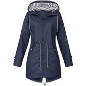 Damen-Regenjacke mit gestreifter Kapuze-Bombardina.de