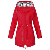 Damen-Regenjacke mit gestreifter Kapuze-Bombardina.de