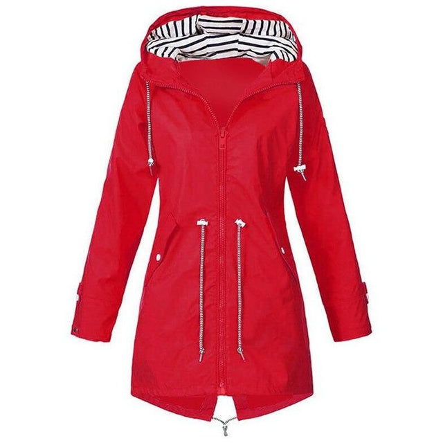 Damen-Regenjacke mit gestreifter Kapuze-Bombardina.de
