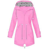 Damen-Regenjacke mit gestreifter Kapuze-Bombardina.de