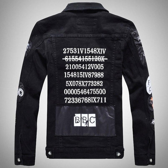 Herren Jeansjacke mit Patches an den Ärmeln-Bombardina.de