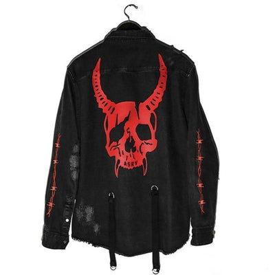 Herren-Jeansjacke mit Totenkopfmotiv-Bombardina.de