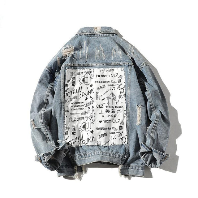 Herren-Jeansjacke mit einem Abzeichen auf der Rückseite-Bombardina.de