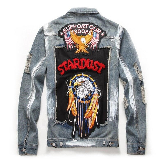 Herren Jeansjacke mit Patches-Bombardina.de