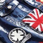 Herren Jeansjacke mit Patches-Bombardina.de