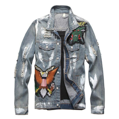 Herren Jeansjacke mit Patches-Bombardina.de