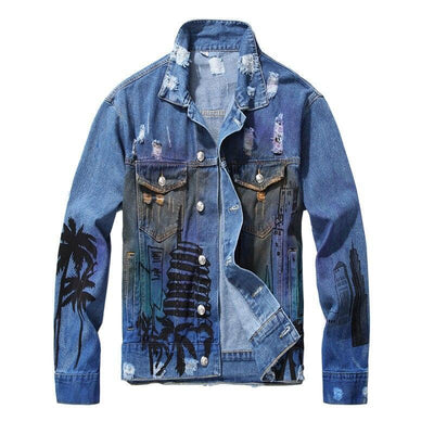 Herren Jeansjacke mit Aufdruck-Bombardina.de