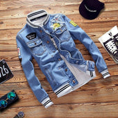 Herren Jeansjacke mit Patches-Bombardina.de