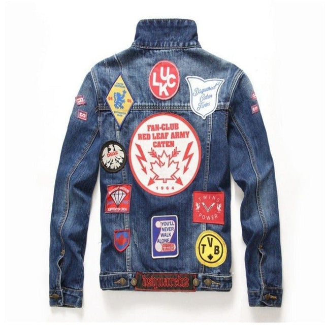 Herren Jeansjacke mit Patches-Bombardina.de