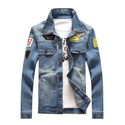 Herren Jeansjacke mit Patches-Bombardina.de