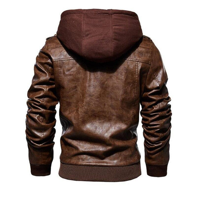 Herren Lederjacke mit Kapuze-Bombardina.de