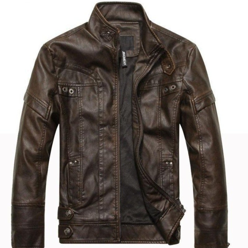 Herren Lederjacke mit Stehkragen-Bombardina.de