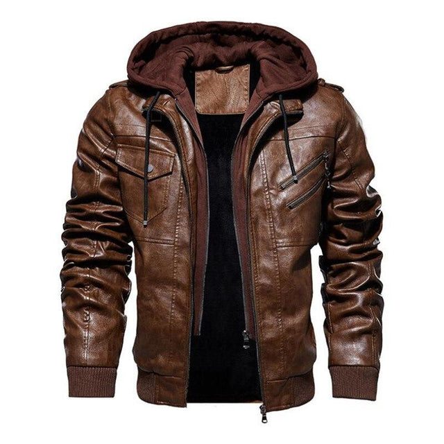 Herren Lederjacke mit Kapuze-Bombardina.de
