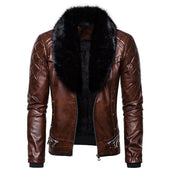 Herren Lederjacke mit abnehmbarem Kragen-Bombardina.de