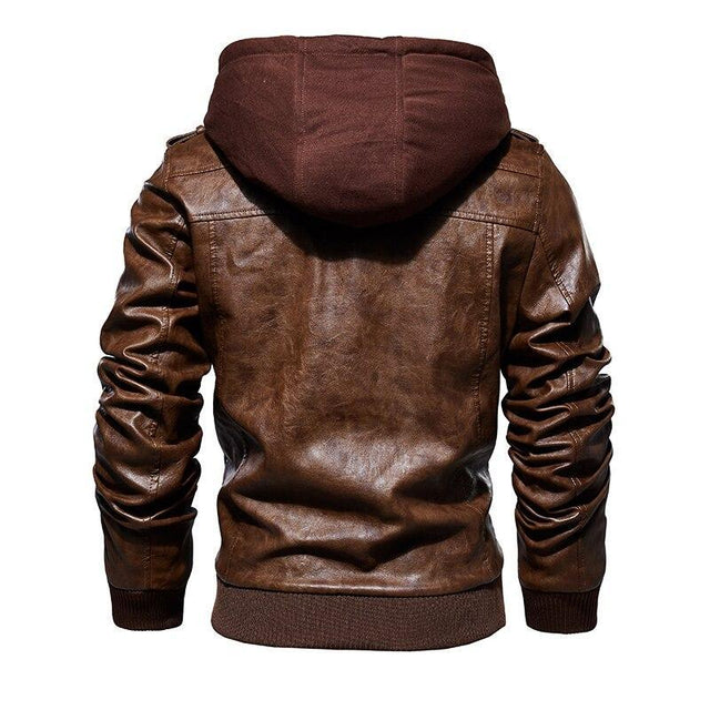 Herren Lederjacke mit Kapuze-Bombardina.de