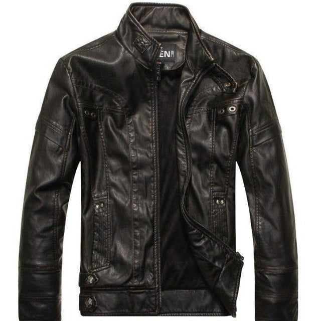Herren Lederjacke mit Stehkragen-Bombardina.de