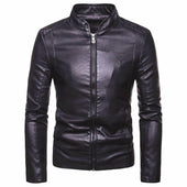 Herren Lederjacke mit Stehkragen-Bombardina.de