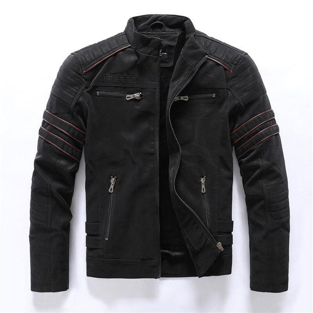 Herren Lederjacke mit Nähten an den Ärmeln-Bombardina.de