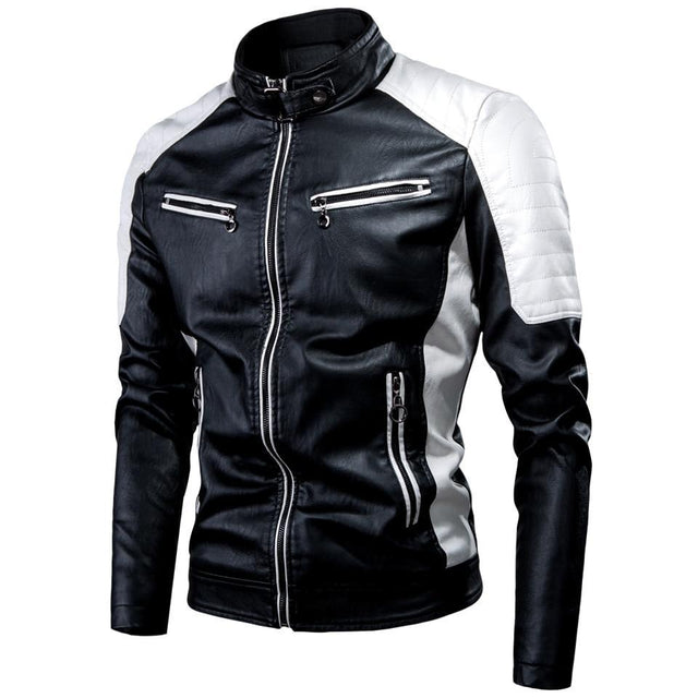 Herren zweifarbige Lederjacke-Bombardina.de