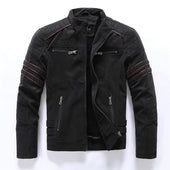 Herren Lederjacke mit Ziernähten-Bombardina.de