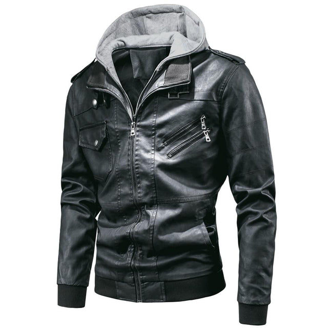 Herren Lederjacke mit Kapuze-Bombardina.de