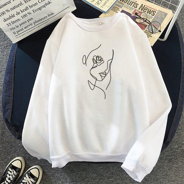 Damen-Sweatshirt ohne Reißverschluss mit Gesichtsmotiv- Bombardina.de