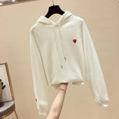 Damen-Sweatshirt ohne Reißverschluss mit Herzmotiv-Bombardina.de