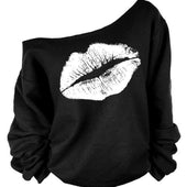 Damen-Sweatshirt ohne Reißverschluss mit Mundaufdruck-Bombardina.de