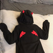 Damen-Sweatshirt ohne Reißverschluss mit Teufelsmotiv-Bombardina.de