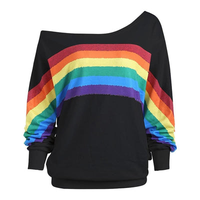 Damen-Sweatshirt ohne Reißverschluss mit Regenbogenmuster-Bombardina.de