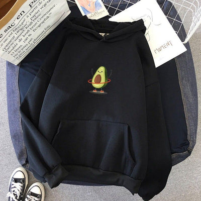 Damen-Sweatshirt ohne Reißverschluss mit Avocado-Bombardina.de-Print