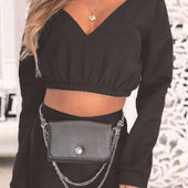 Damen-Sweatshirt mit offenem V-Ausschnitt-Bombardina.de