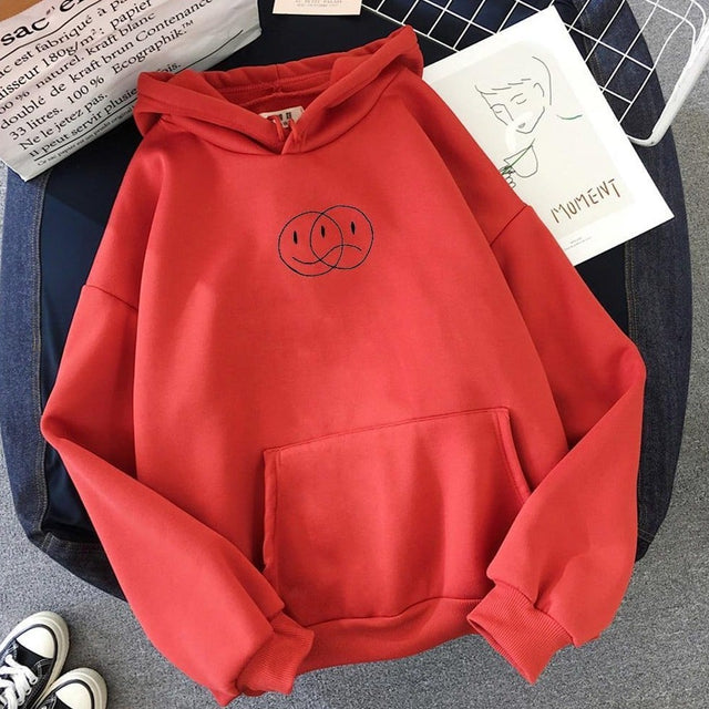 Damen-Sweatshirt ohne Reißverschluss mit Smiley-Print-Bombardina.de