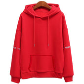 Damen-Sweatshirt ohne Reißverschluss mit Inschriften auf den Ärmeln-Bombardina.de