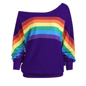 Damen-Sweatshirt ohne Reißverschluss mit Regenbogenmuster-Bombardina.de
