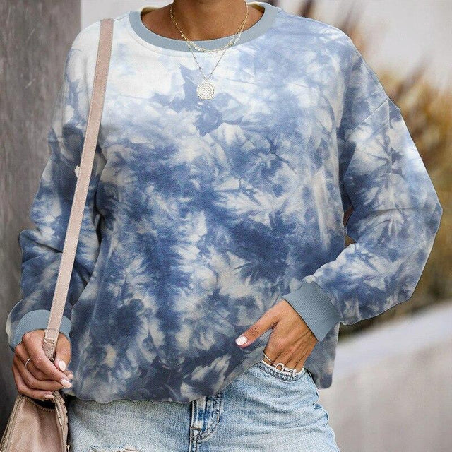Damen-Sweatshirt ohne Reißverschluss mit Tie-Dye-Bombardina.de-Motiv