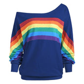 Damen-Sweatshirt ohne Reißverschluss mit Regenbogenmuster-Bombardina.de