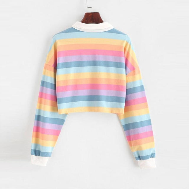 Offenes gestreiftes Damen-Sweatshirt-Bombardina.de